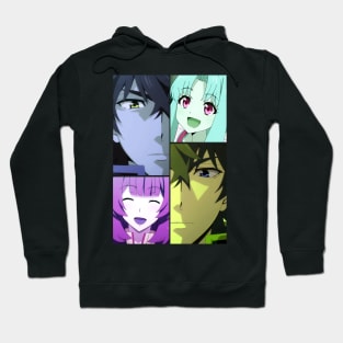 Cool Retro Shield Hero Characters Collage Hoodie